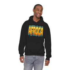 Afroca Retro Bubble Letter Hoodie — Bold Yellow Graphic Sweatshirt