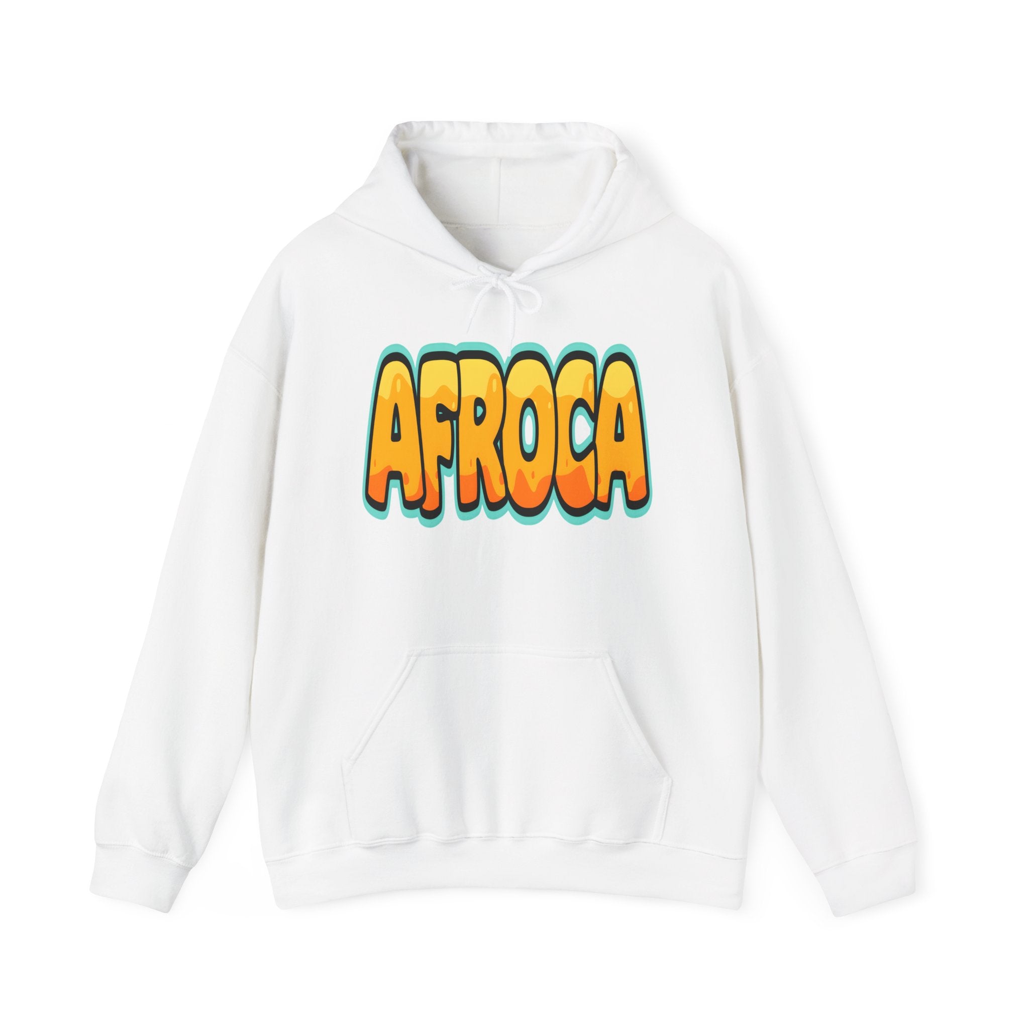 Afroca Retro Bubble Letter Hoodie — Bold Yellow Graphic Sweatshirt