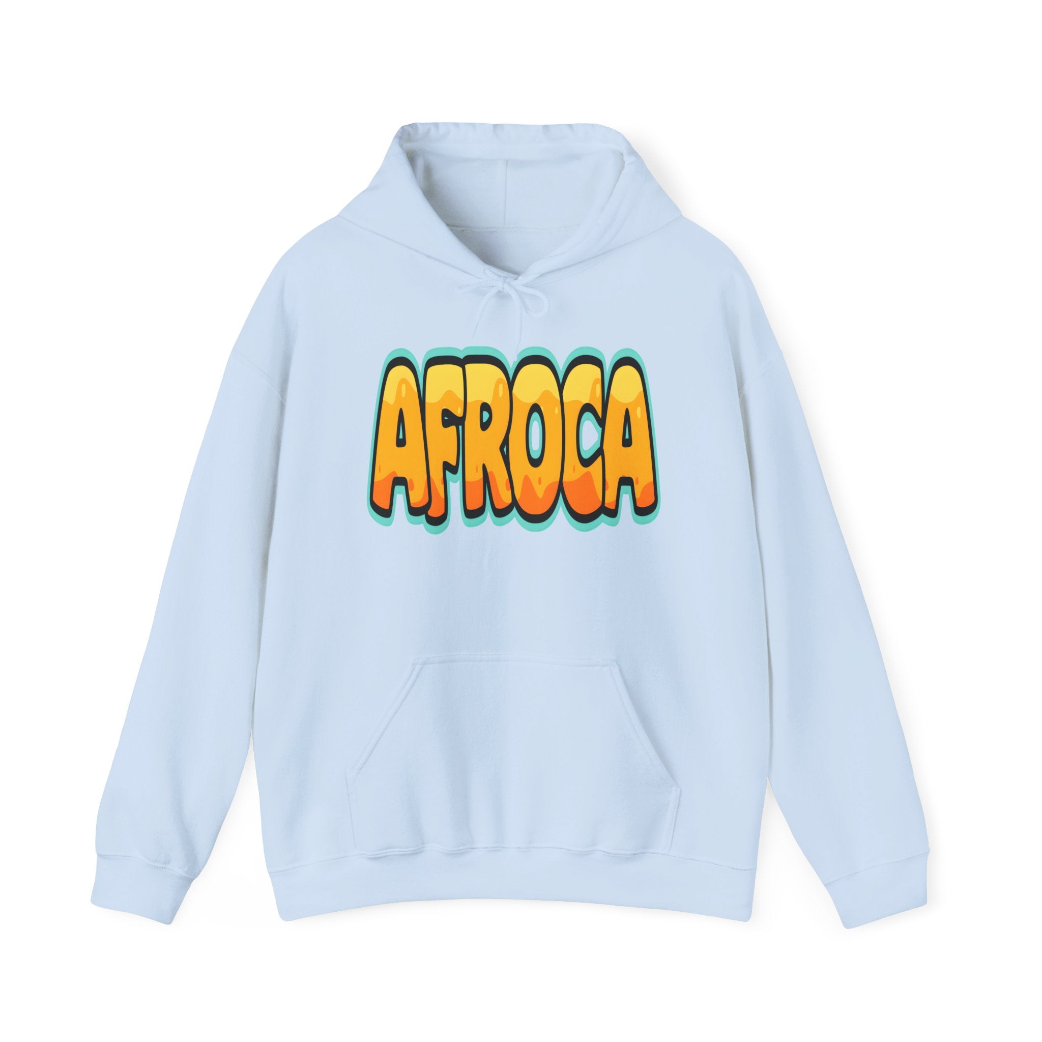 Afroca Retro Bubble Letter Hoodie — Bold Yellow Graphic Sweatshirt