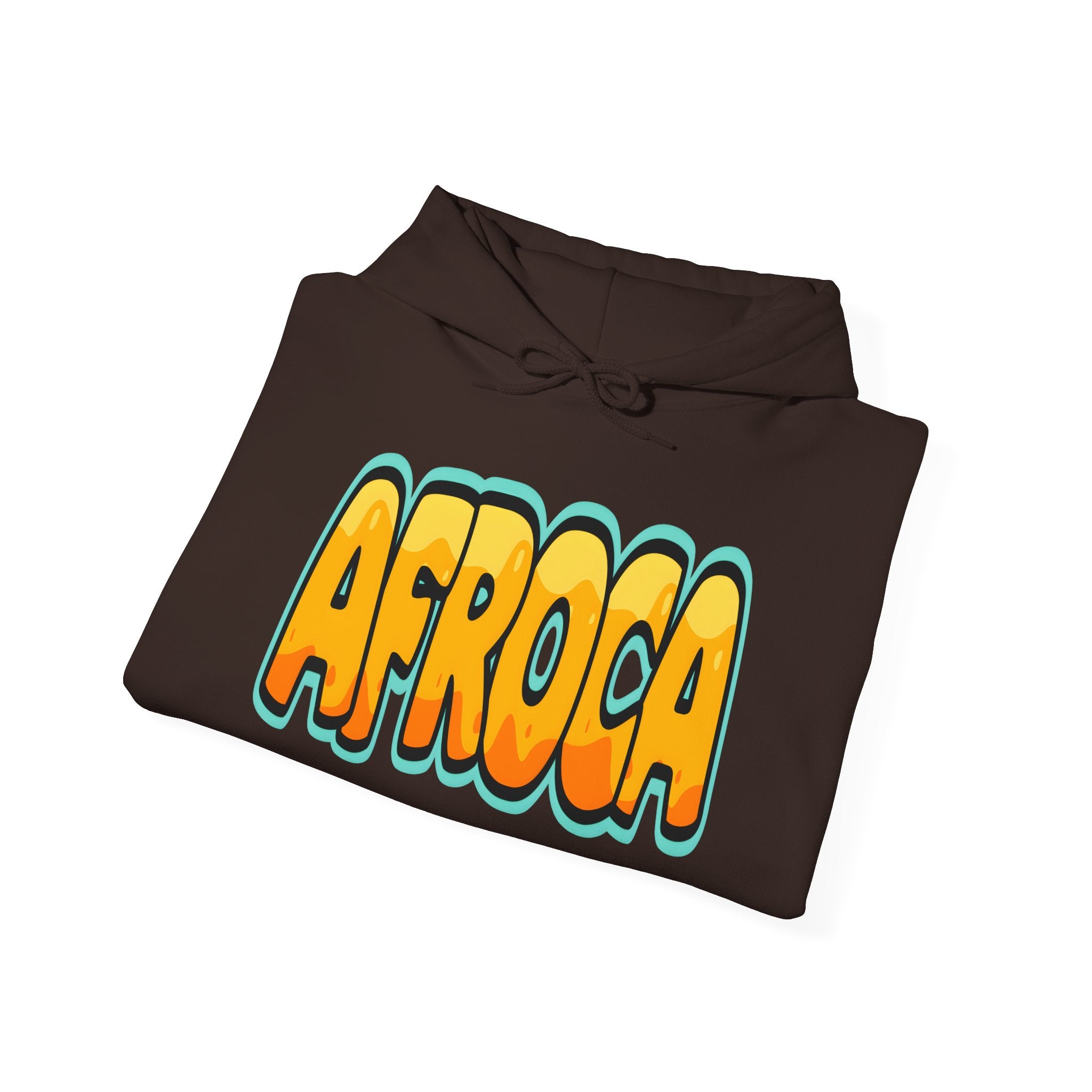 Afroca Retro Bubble Letter Hoodie — Bold Yellow Graphic Sweatshirt